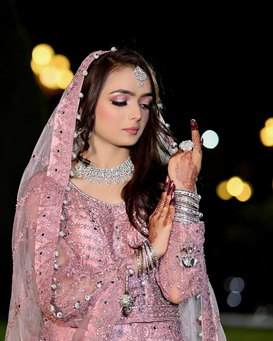 Bridal Portrait, Golden Bokeh